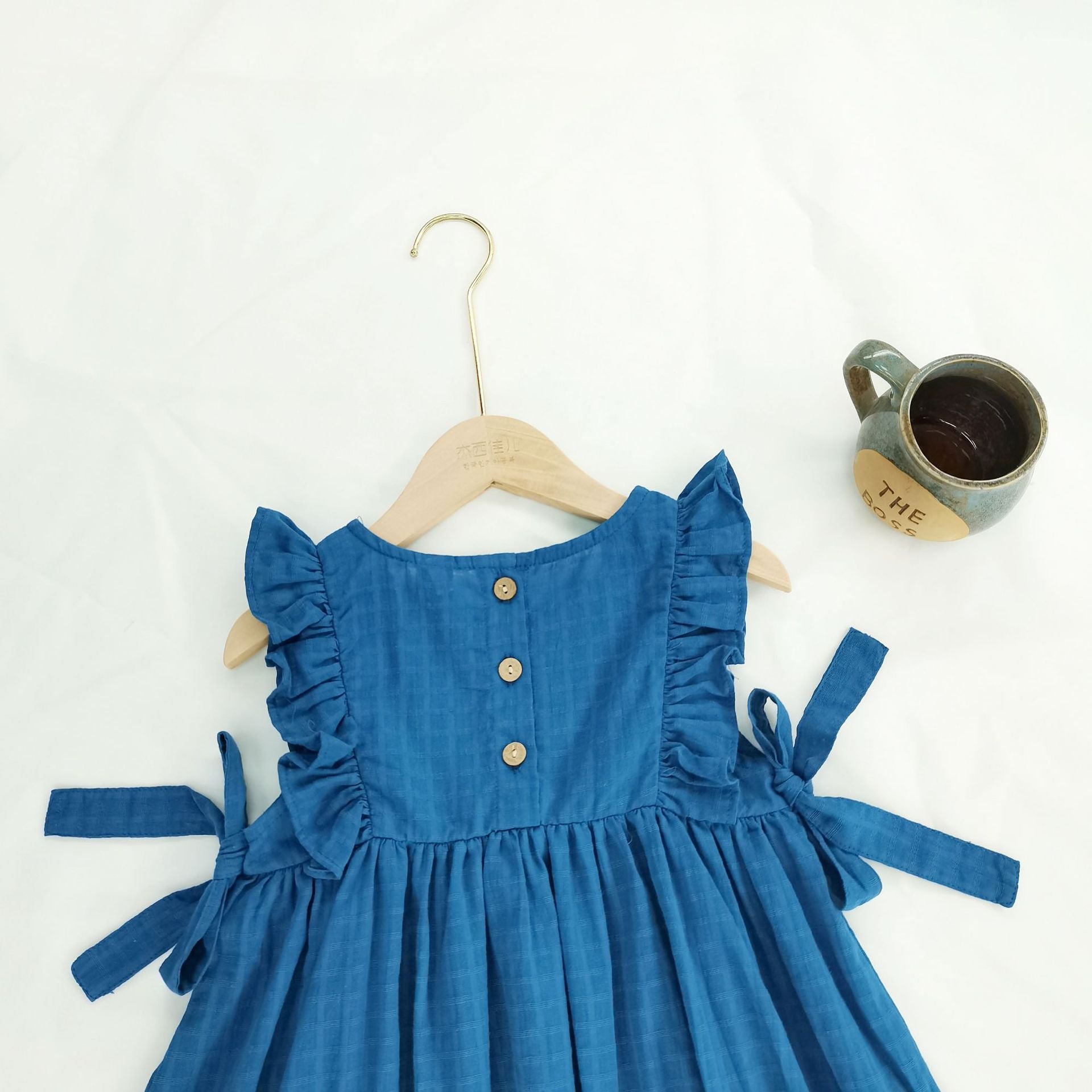 Cute ruffled sweet bow princess dress