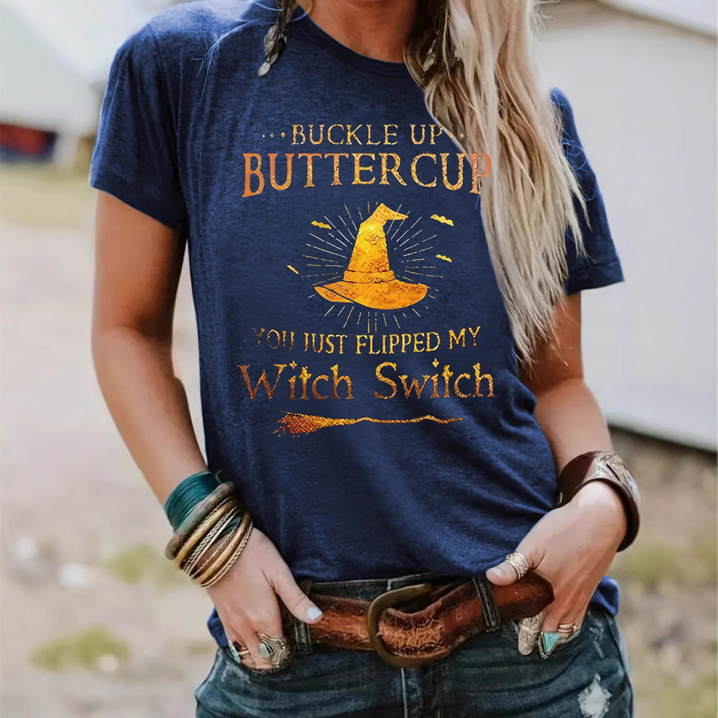 T-shirt Halloween letters and wizard hat