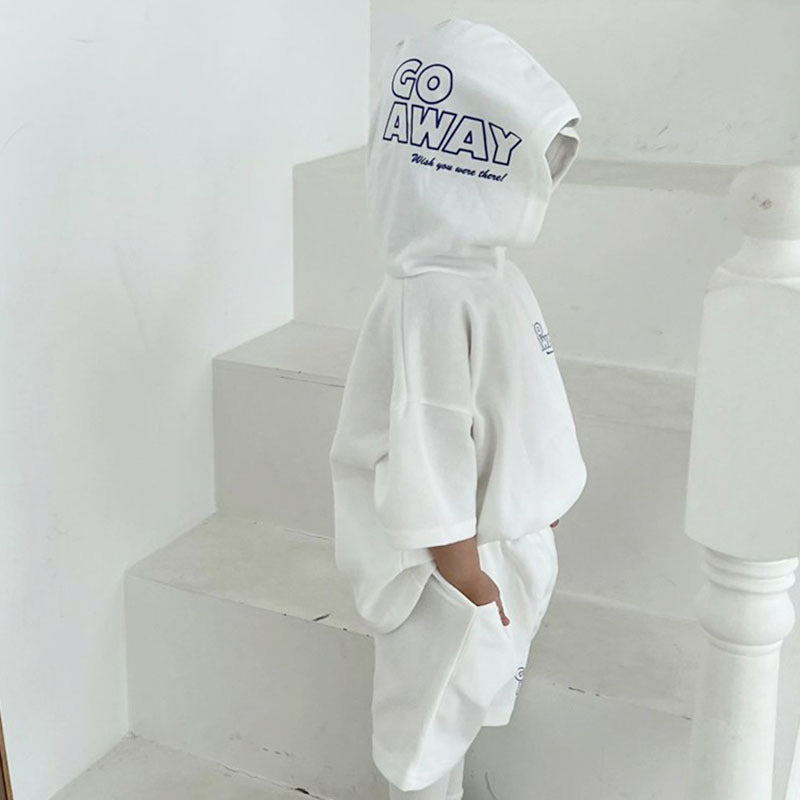 Hooded letter loose shorts casual two-piece set