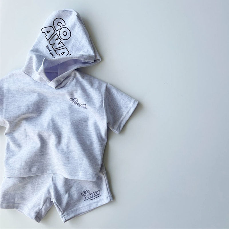 Hooded letter loose shorts casual two-piece set