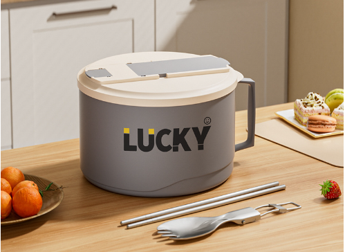 Large capacity 316 stainless steel anti-scalding drainable instant noodle bowl with cutlery lunch box