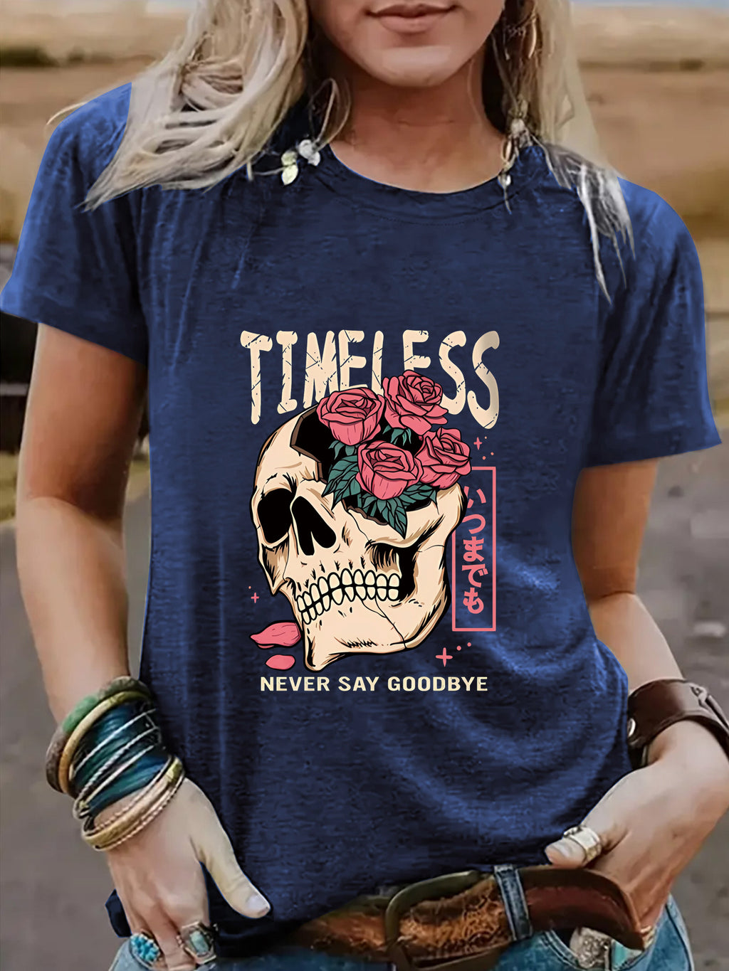 Halloween pattern round neck short sleeved shirt