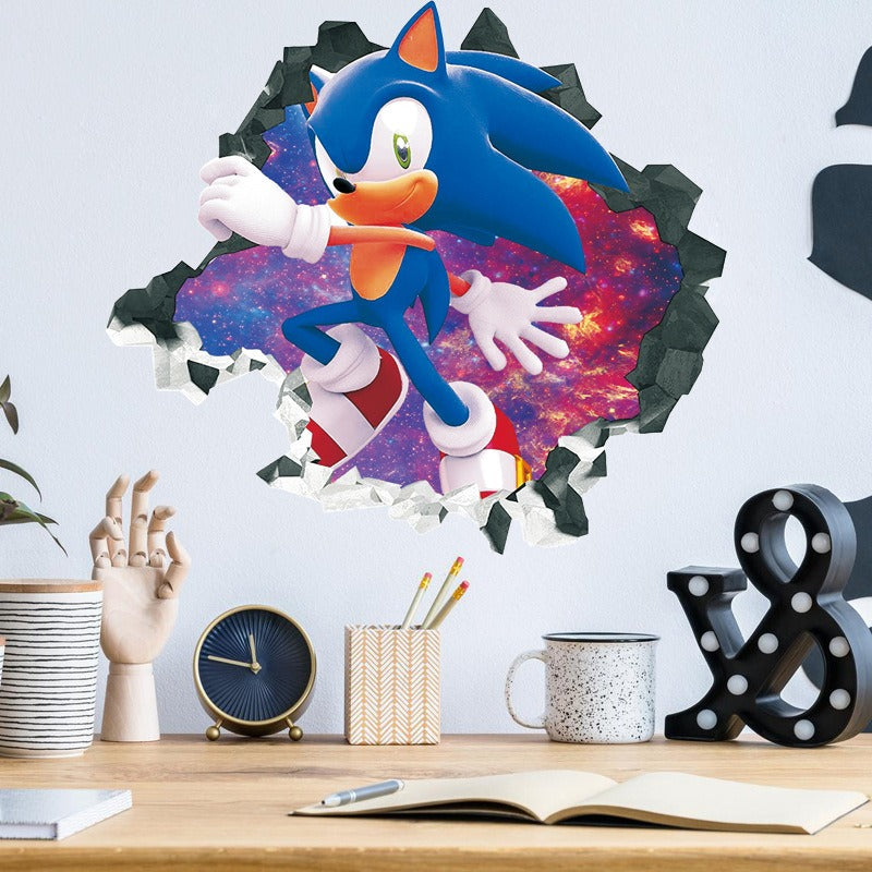 Sonic children's room wall beautification decoration stickers PVC self-adhesive cartoon graffiti posters wall stickers