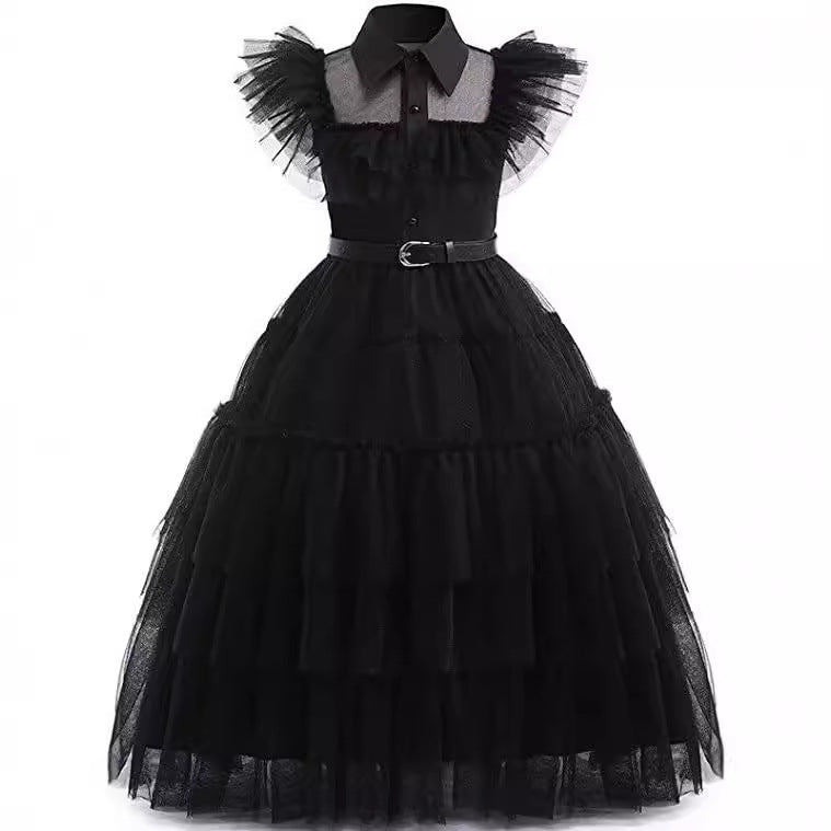Wednesday Addams Halloween Black Dress Cosplay Costume
