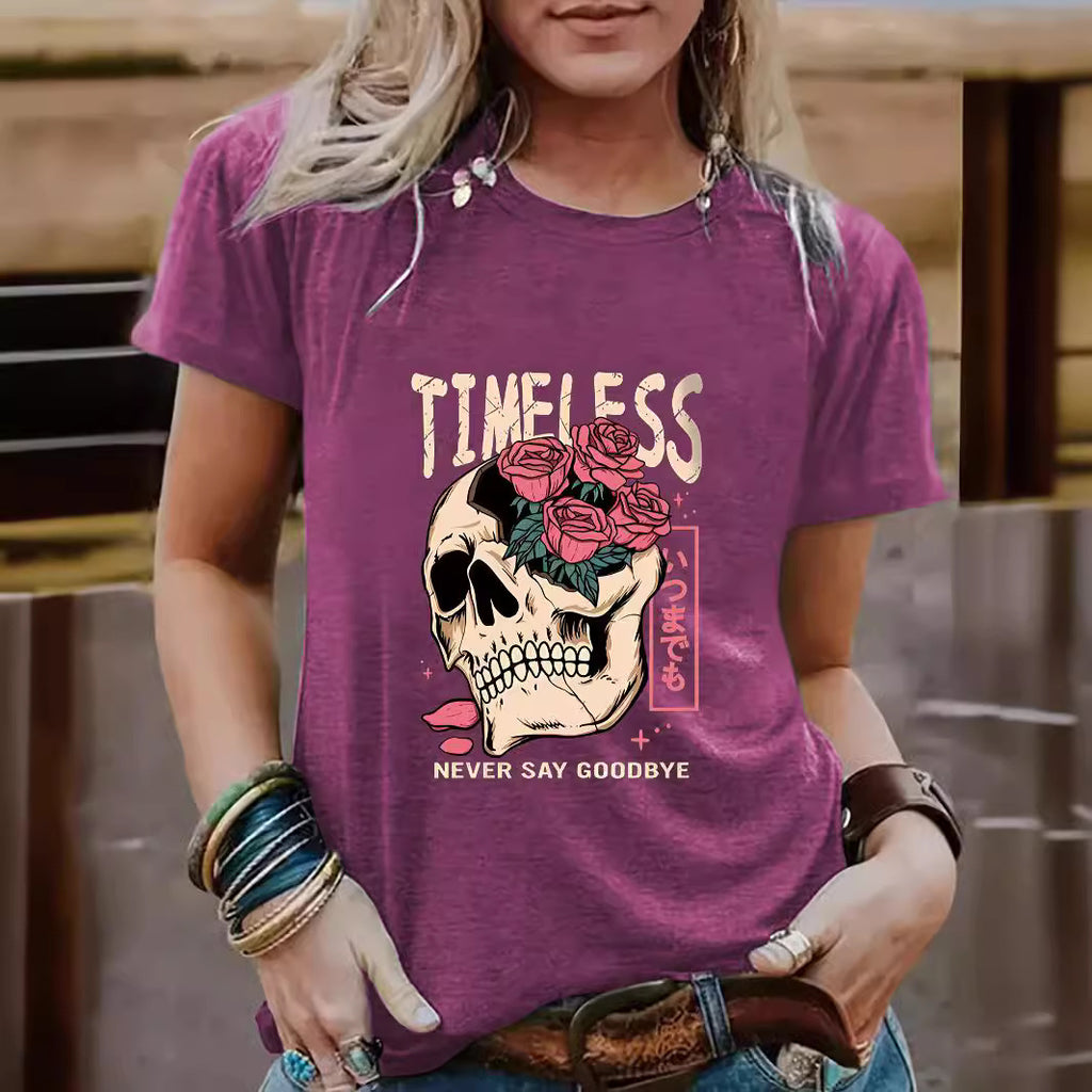Halloween pattern round neck short sleeved shirt