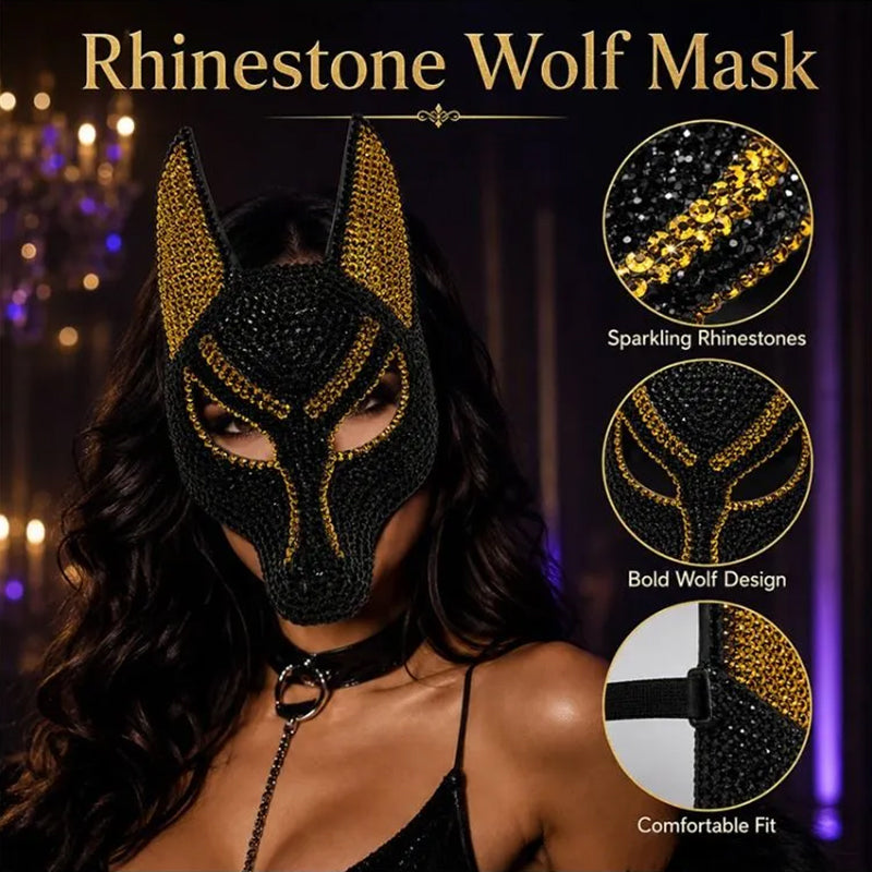 Sparkly Anubis Mask, Rhinestone Egyptian God Mask for Halloween & Masquerade Party