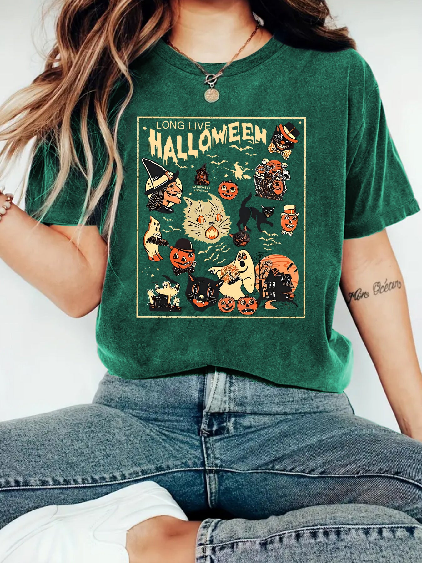 HALLOWEEN Pattern Round Neck Short Sleeve