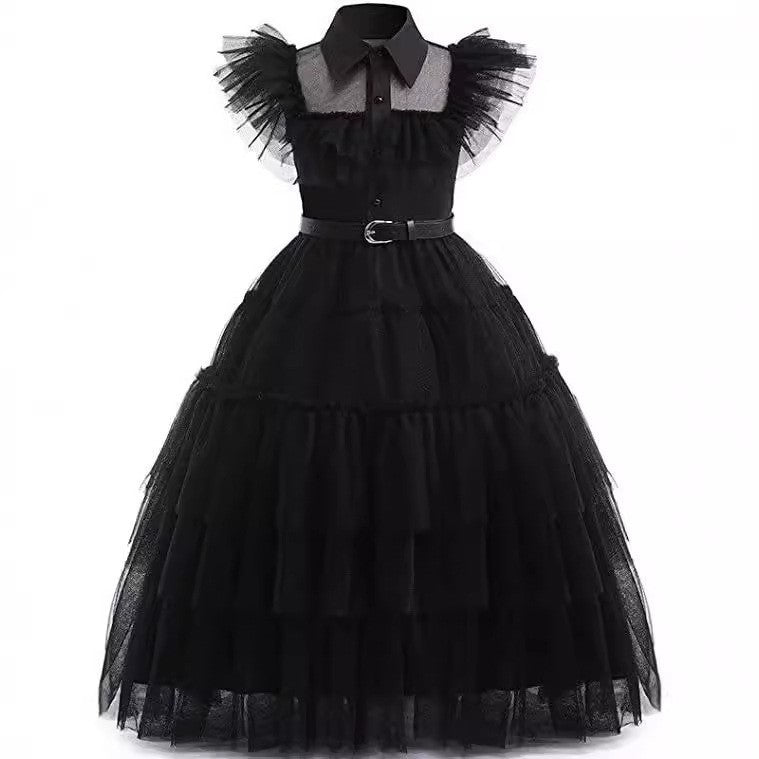 Wednesday Addams Halloween Black Dress Cosplay Costume