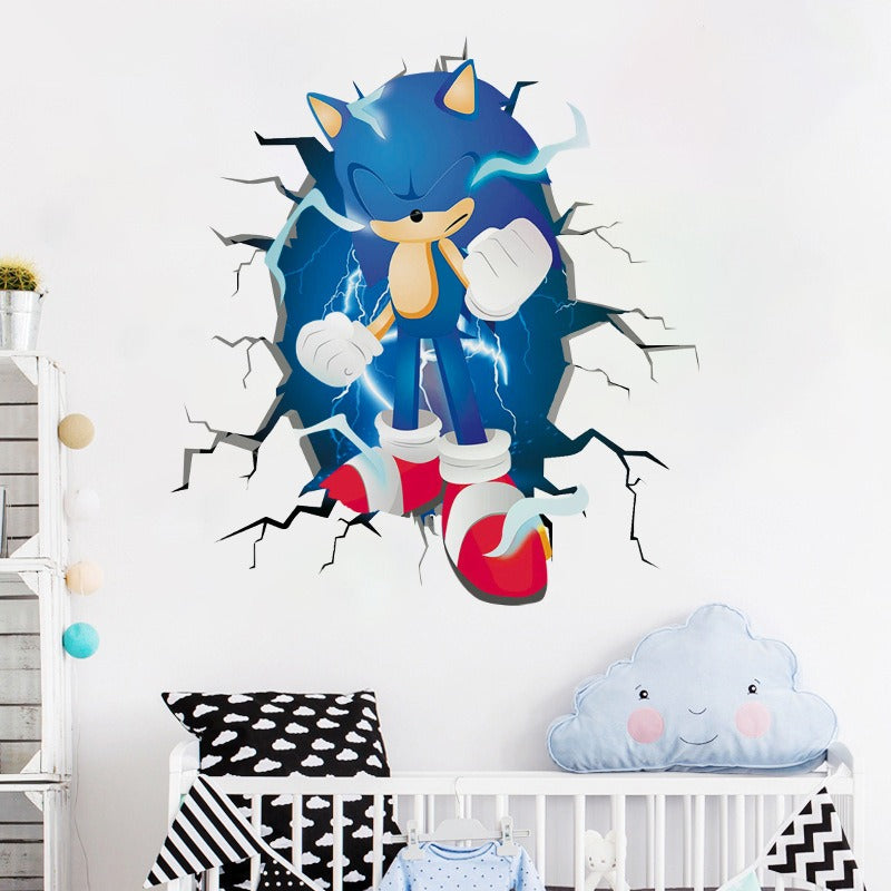 Sonic children's room wall beautification decoration stickers PVC self-adhesive cartoon graffiti posters wall stickers