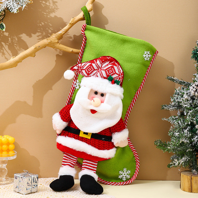 Christmas Decorations Cartoon Color 3D Santa Claus Long Legs Christmas Socks Christmas Gift Bag Pendant