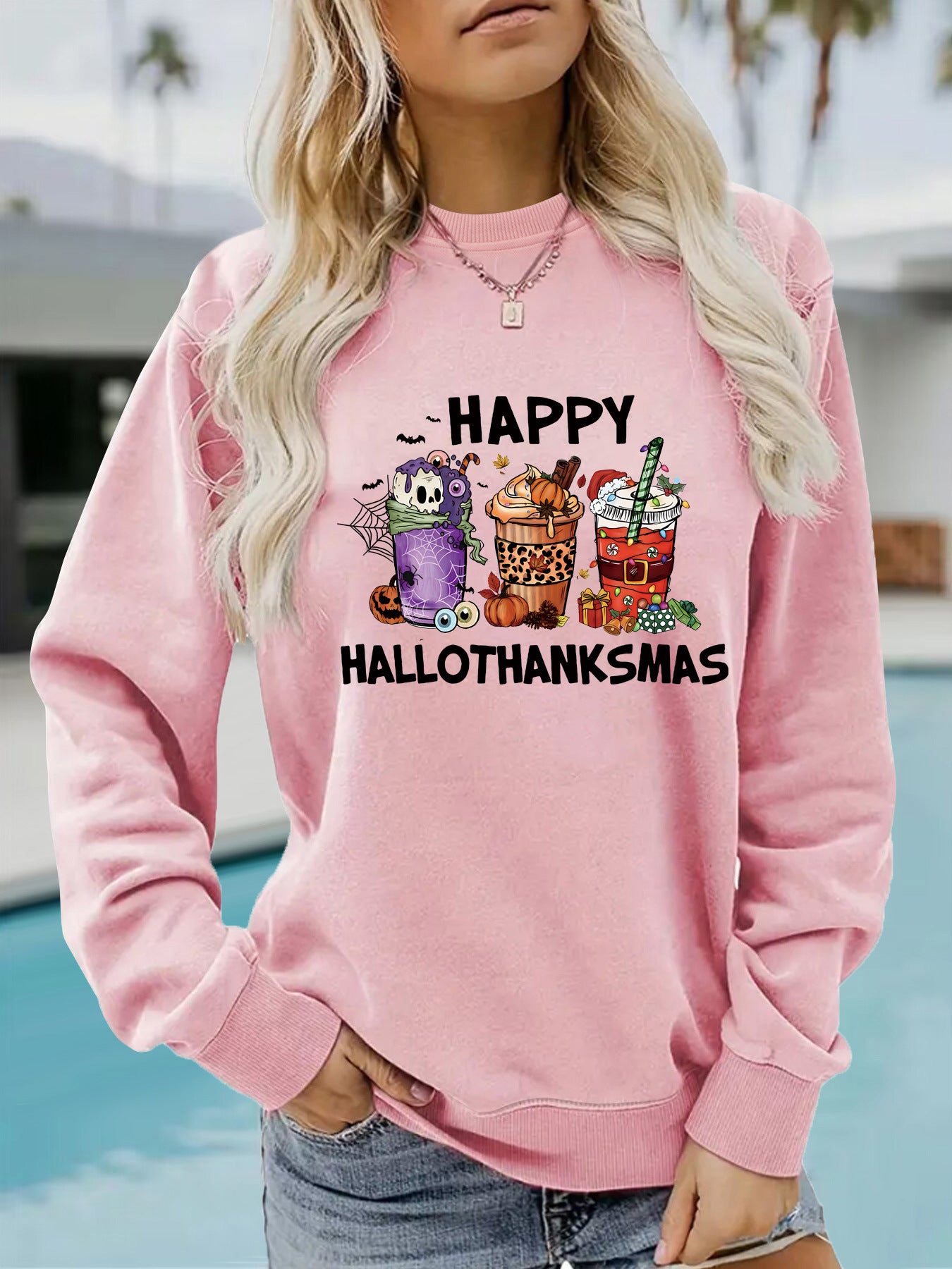 Long sleeved round neck happy Halloween