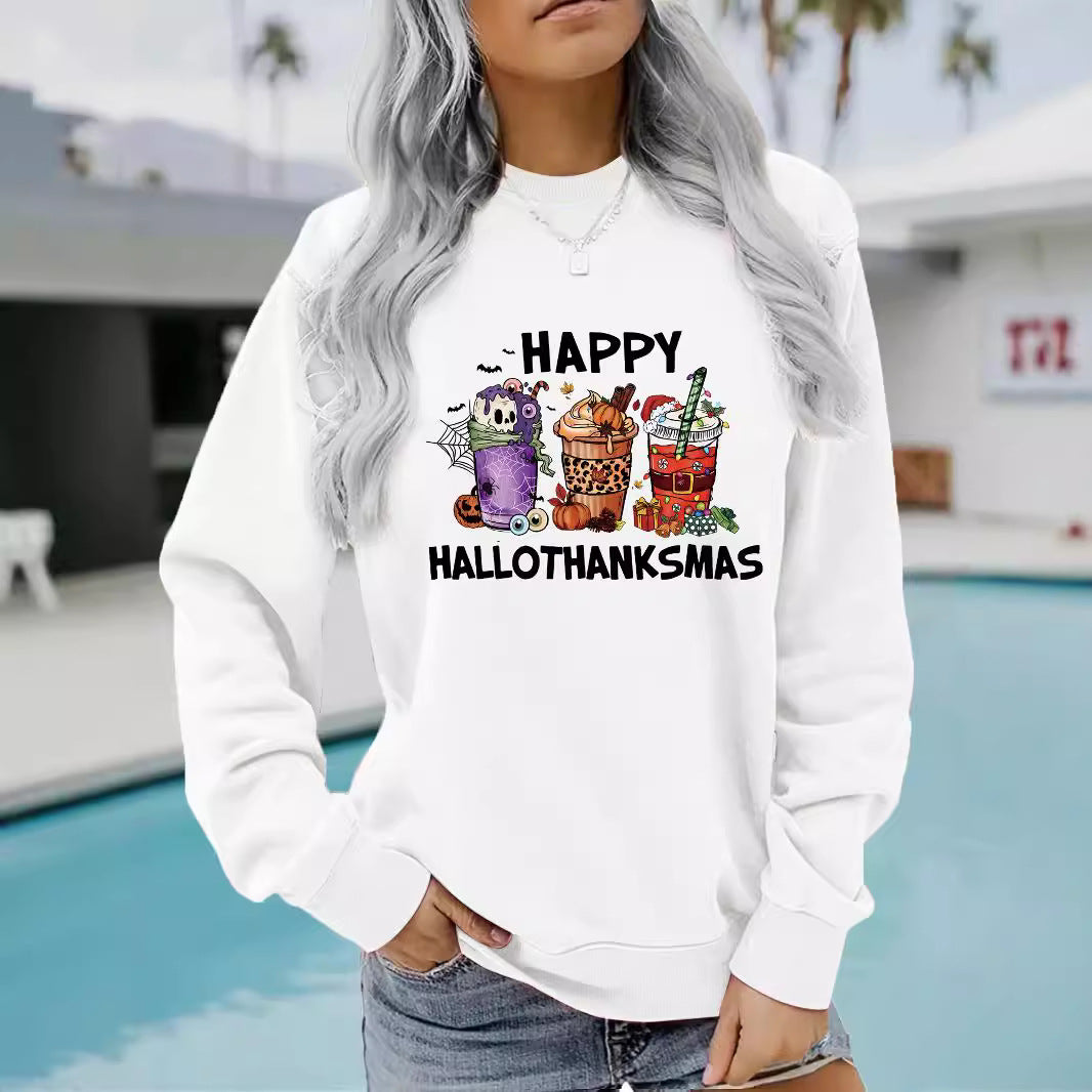 Long sleeved round neck happy Halloween
