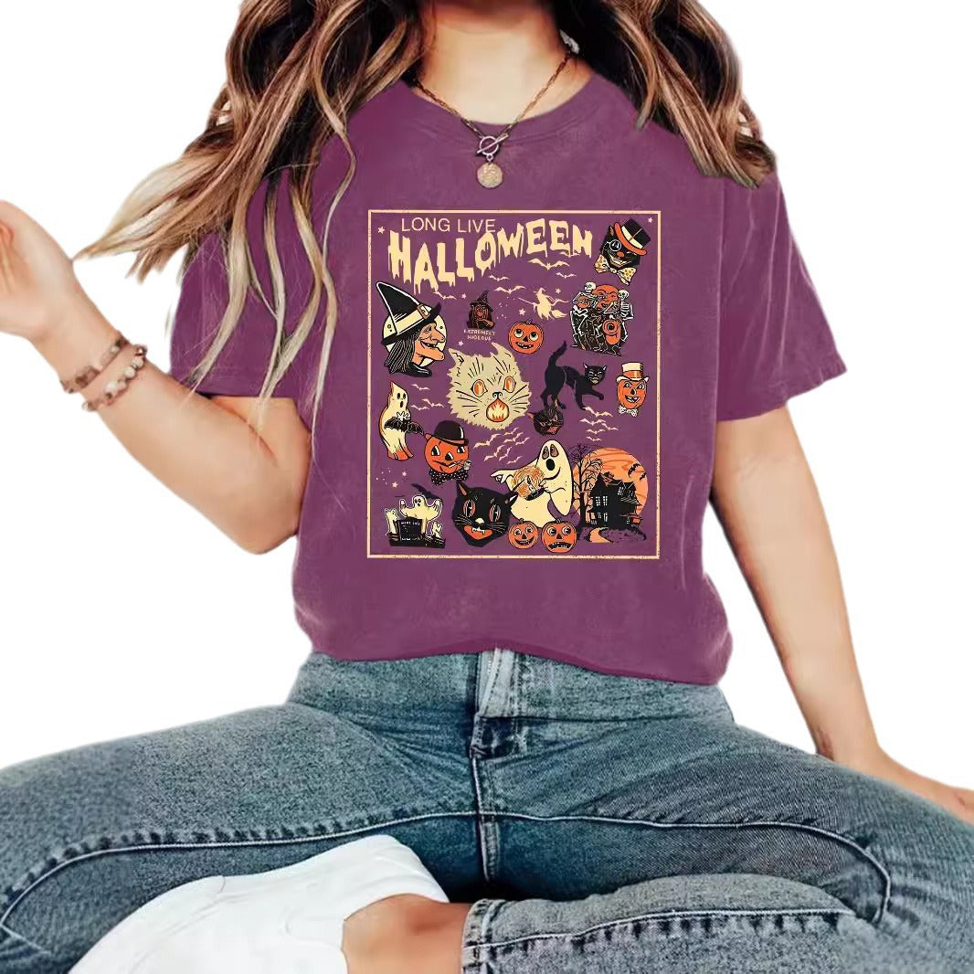 HALLOWEEN Pattern Round Neck Short Sleeve