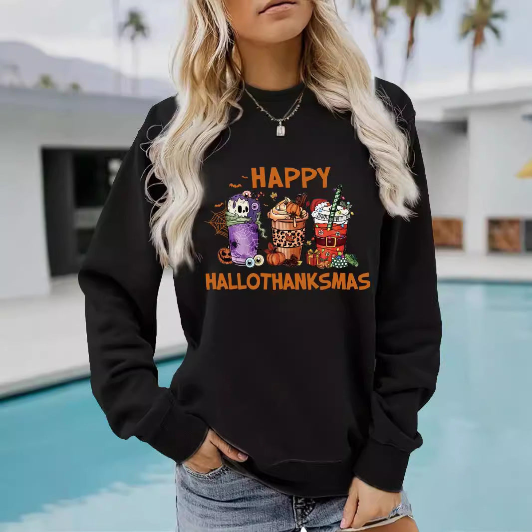 Long sleeved round neck happy Halloween