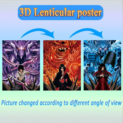 Anime Naruto Poster Sasuke/Itachi/Madara 3D Moving Poster Wall Art Birthday Gift 3D Lenticular Poster Wall Art Home Decor
