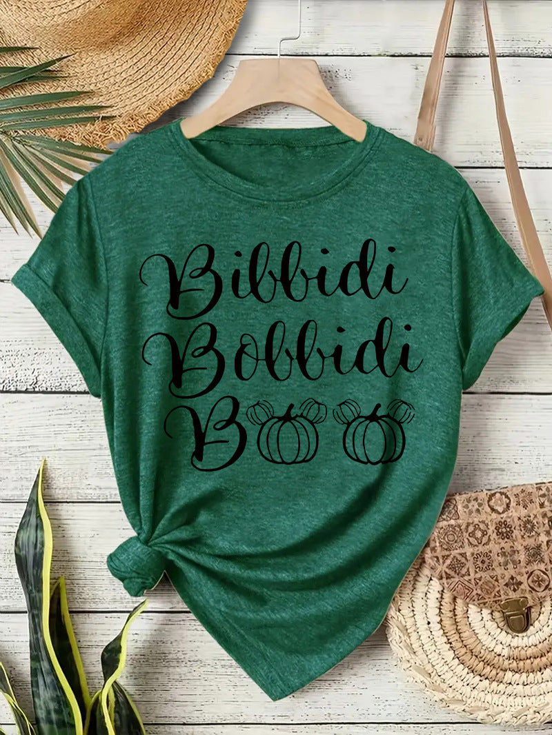 Halloween horror element printed loose T-shirt