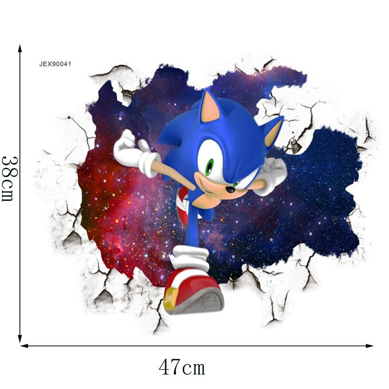 Sonic children's room wall beautification decoration stickers PVC self-adhesive cartoon graffiti posters wall stickers