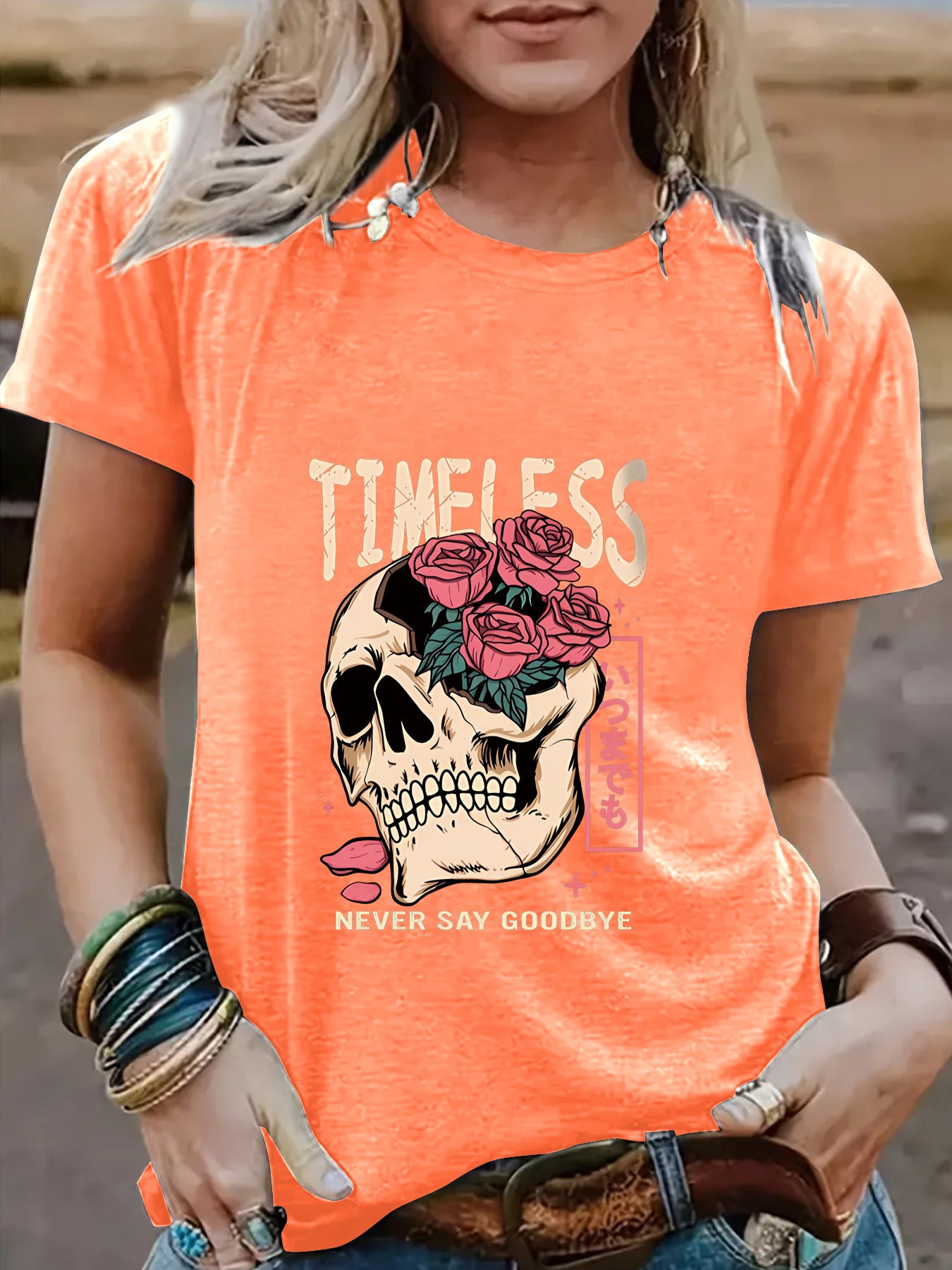 Halloween pattern round neck short sleeved shirt