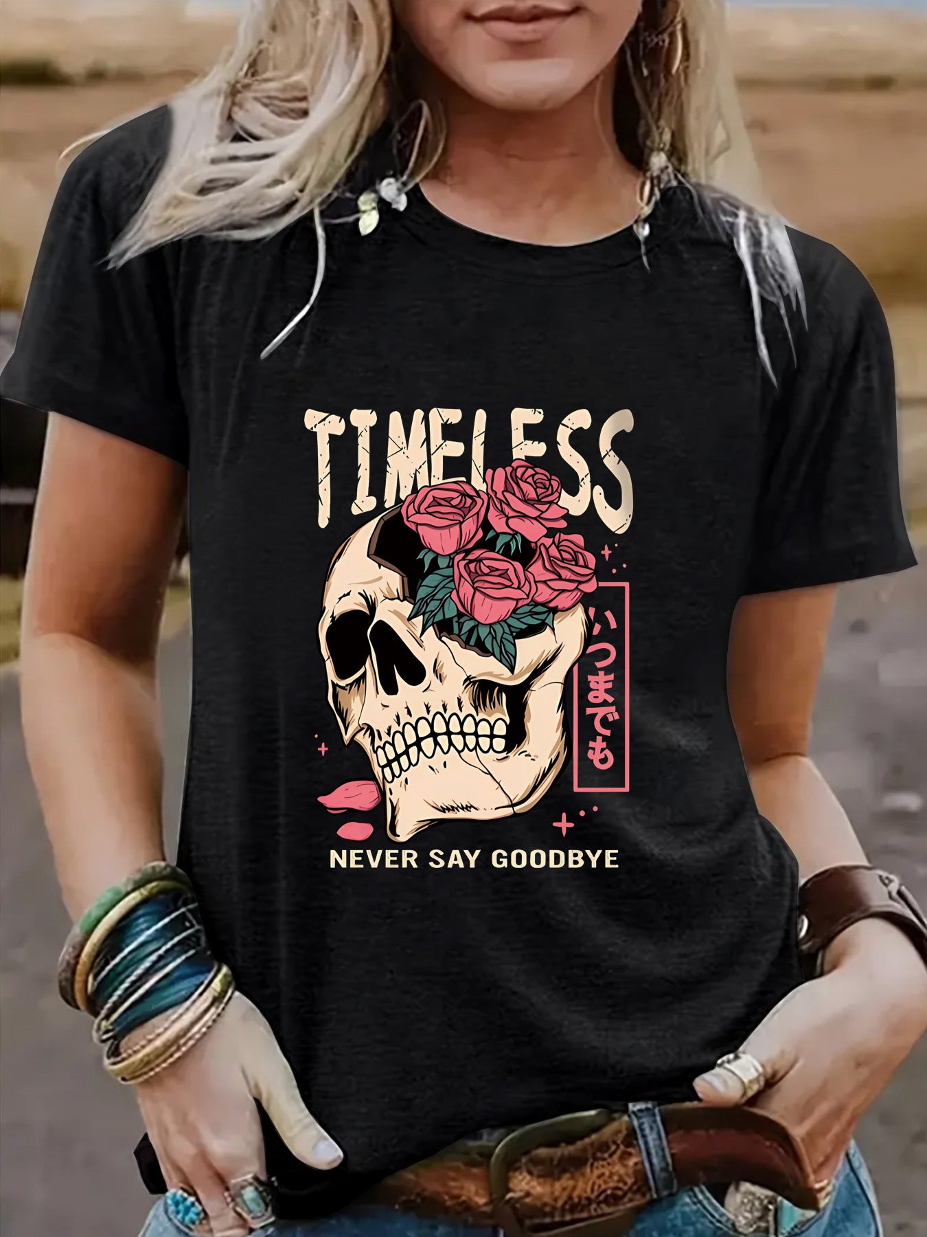 Halloween pattern round neck short sleeved shirt