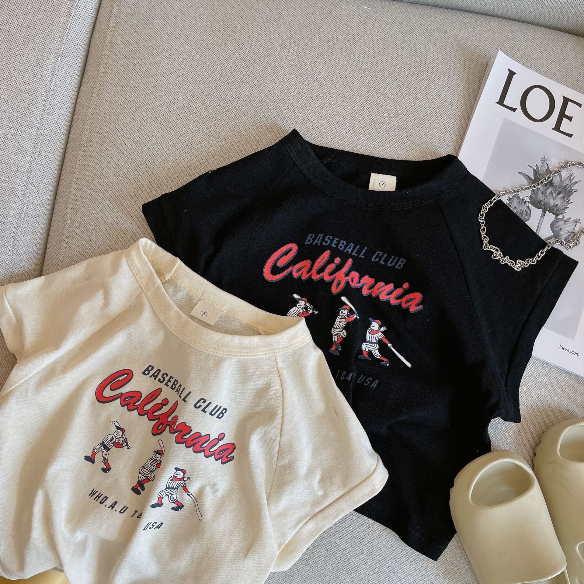 Summer Top Cartoon Letter Short Sleeve T-shirt