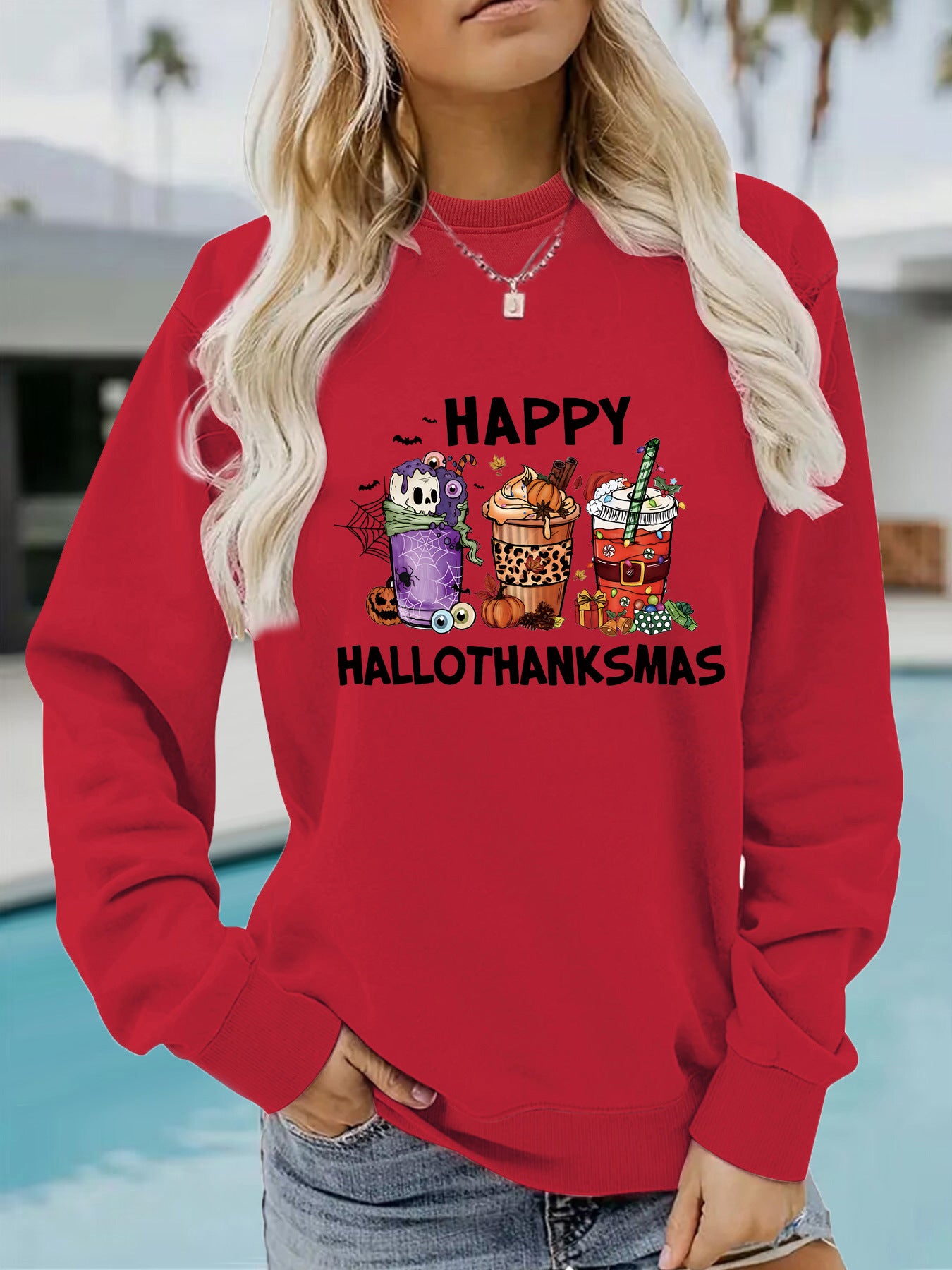 Long sleeved round neck happy Halloween