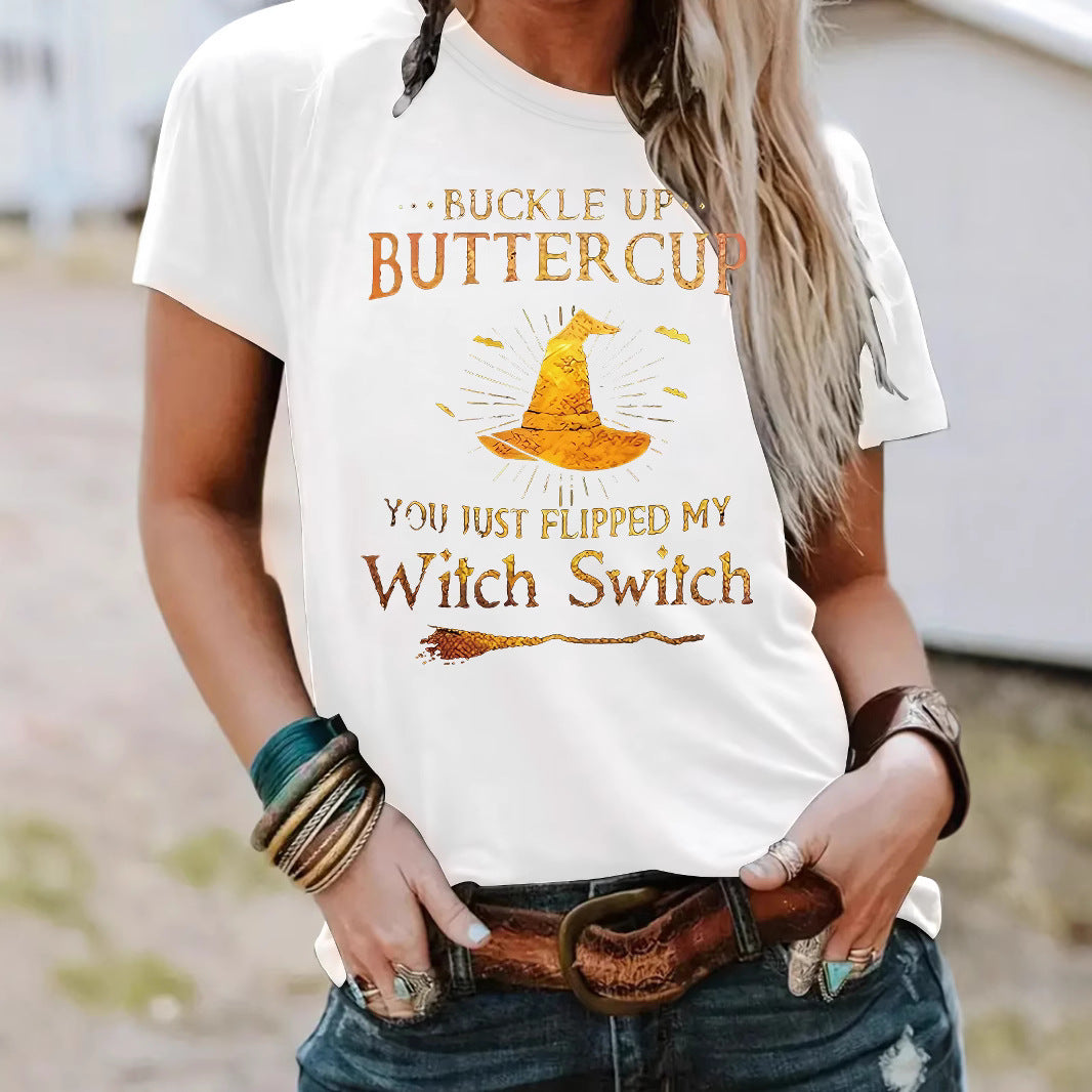 T-shirt Halloween letters and wizard hat