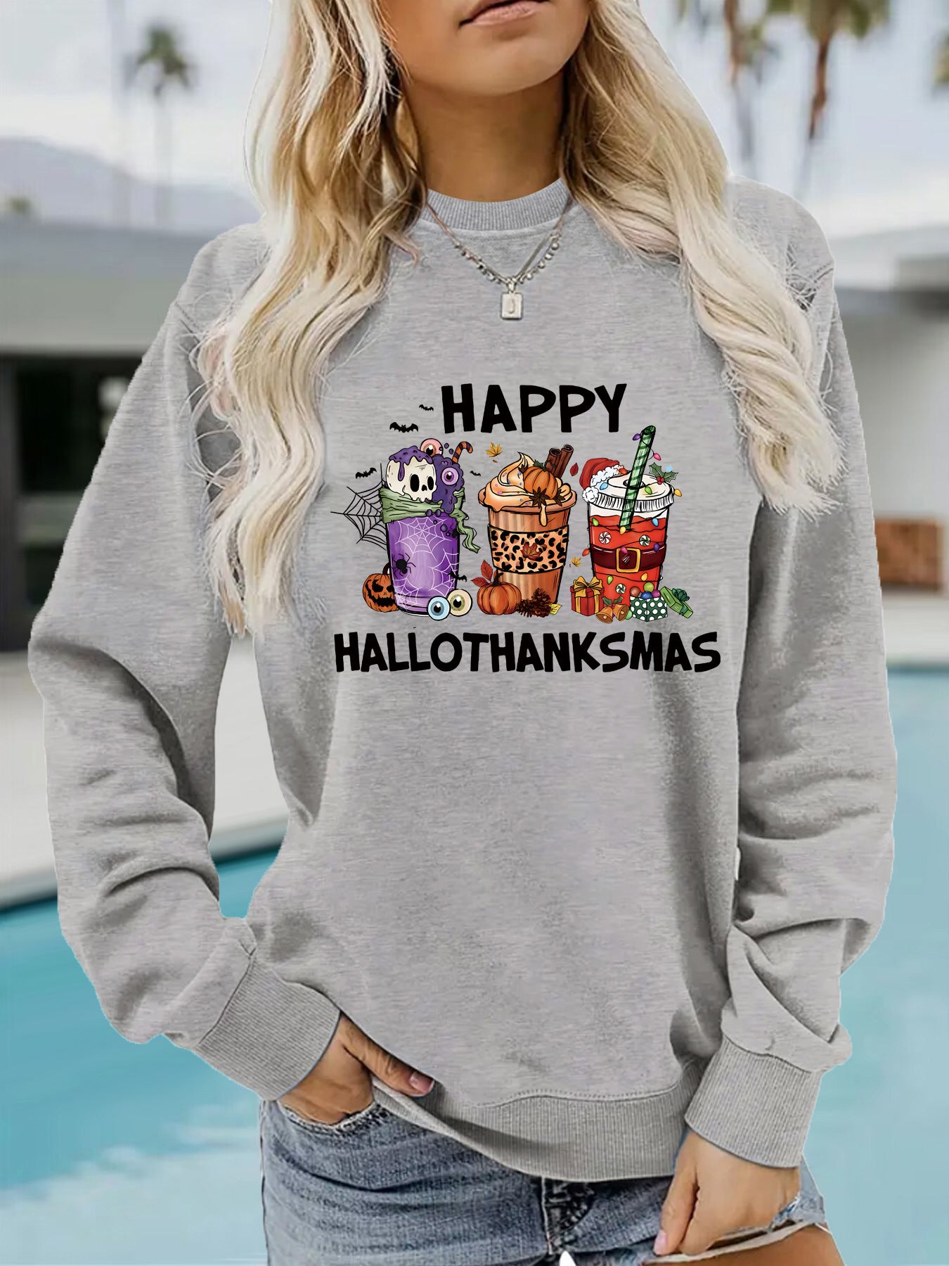 Long sleeved round neck happy Halloween