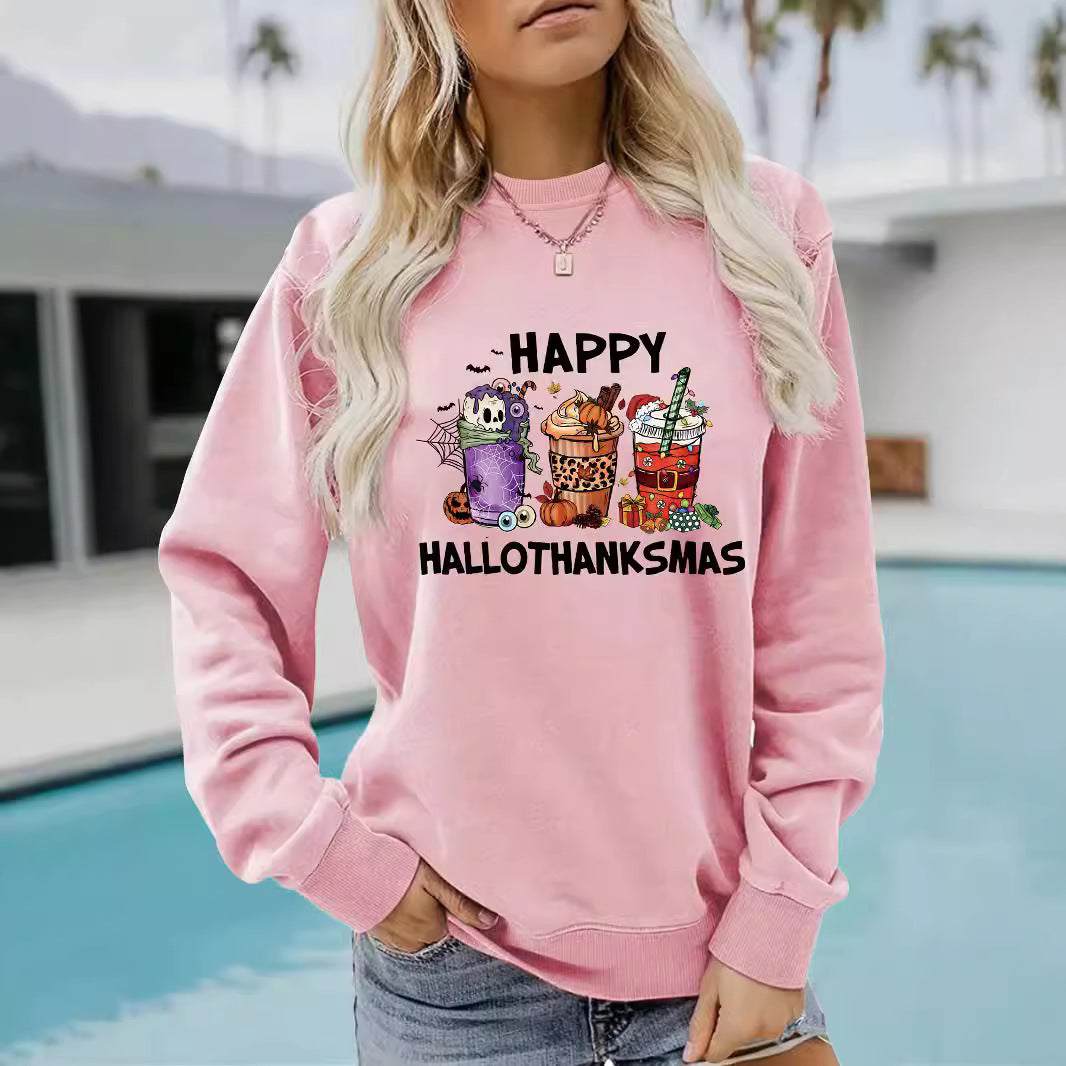 Long sleeved round neck happy Halloween