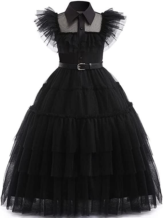 Wednesday Addams Halloween Black Dress Cosplay Costume