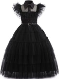 Wednesday Addams Halloween Black Dress Cosplay Costume