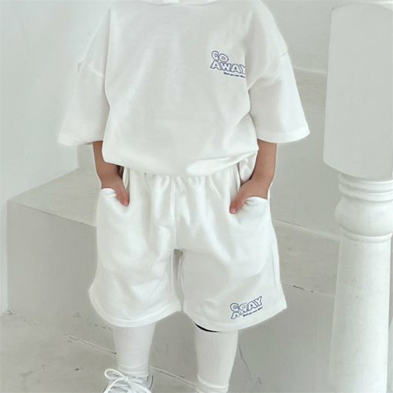 Hooded letter loose shorts casual two-piece set