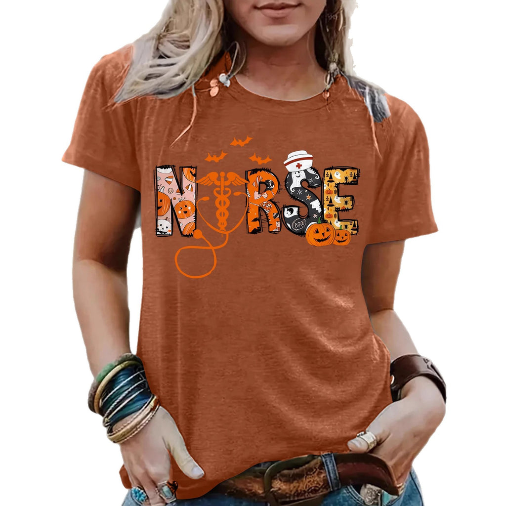 Halloween printed short sleeved t-shirt for women