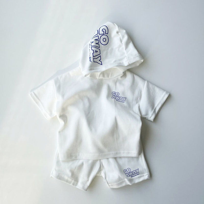 Hooded letter loose shorts casual two-piece set