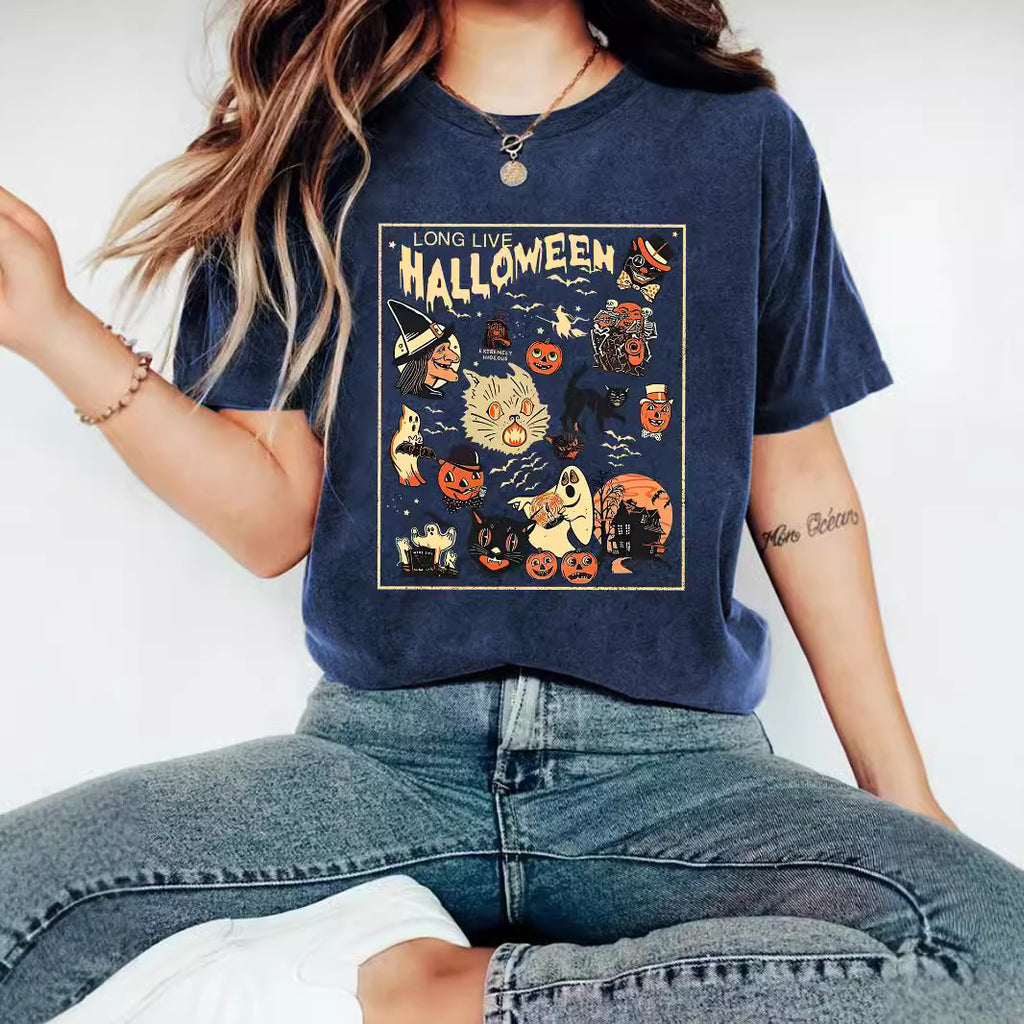 HALLOWEEN Pattern Round Neck Short Sleeve