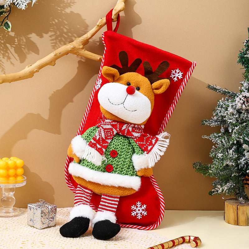 Christmas Decorations Cartoon Color 3D Santa Claus Long Legs Christmas Socks Christmas Gift Bag Pendant