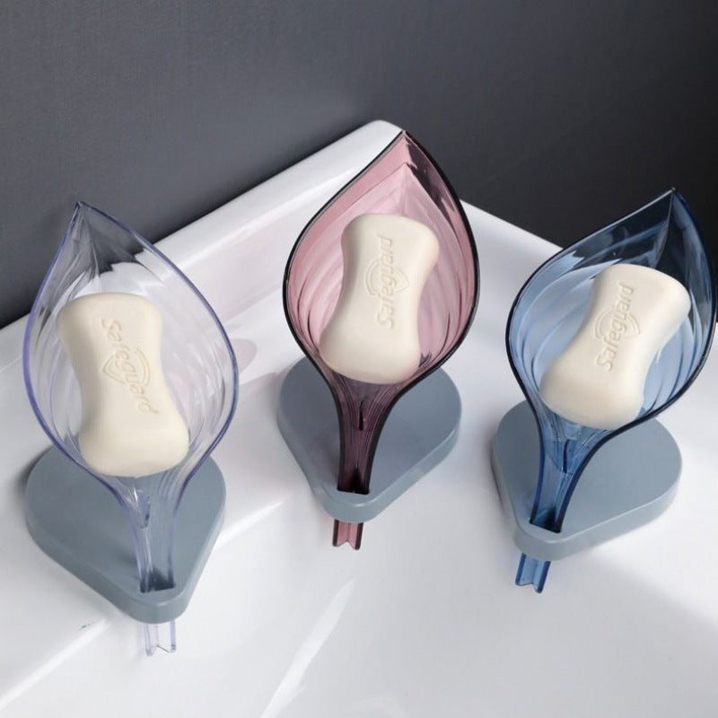 Punch-Free Leaf Soap Box Bathroom Creative Suction Cup Soap Box Drain Storage Soap Box Rack Leaf Laundry Soap Box