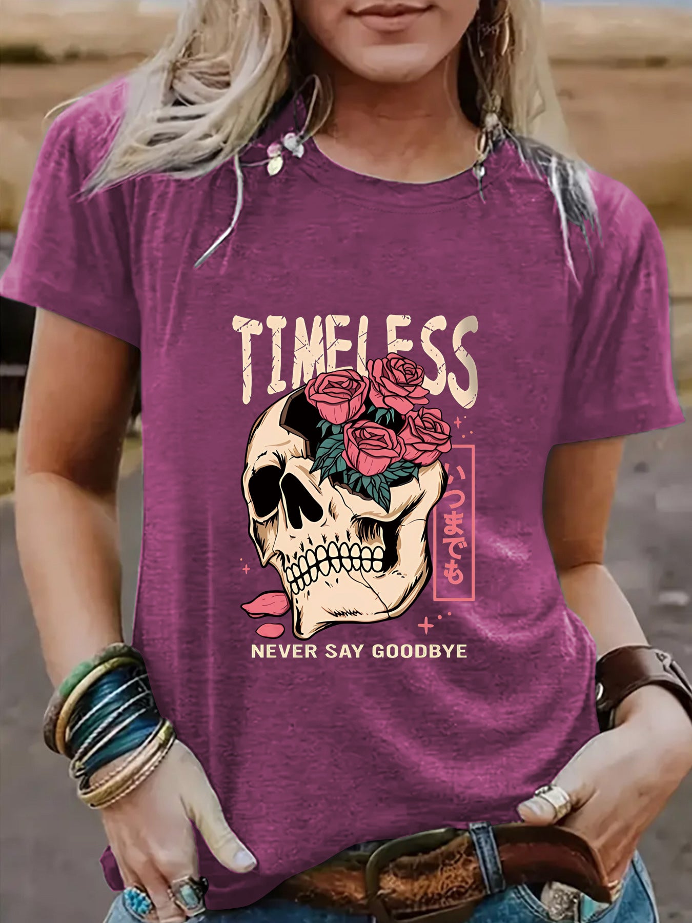Halloween pattern round neck short sleeved shirt