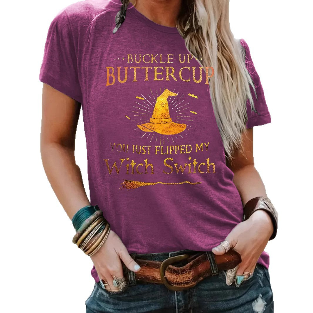 T-shirt Halloween letters and wizard hat