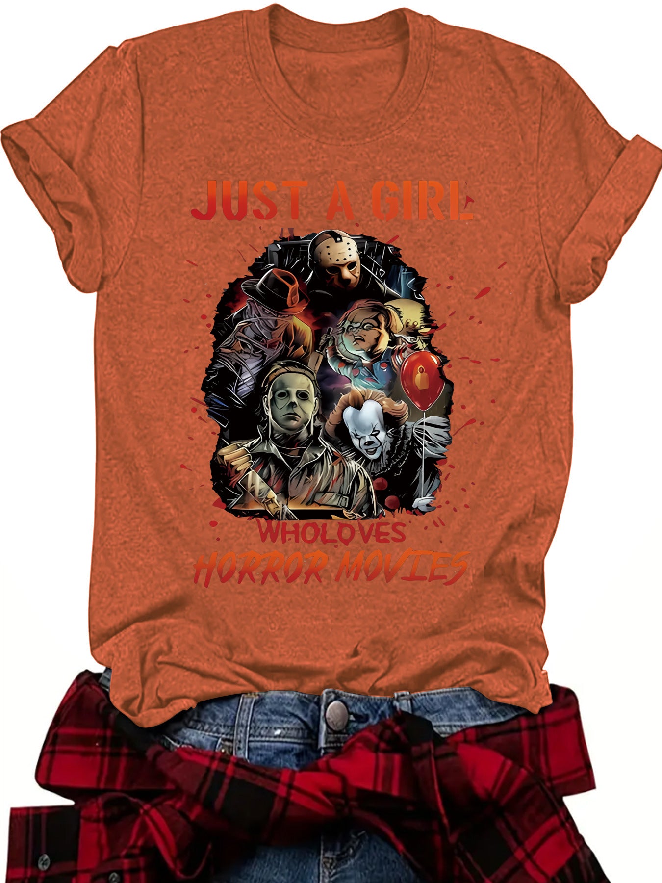 Halloween pattern round neck short sleeved shirt