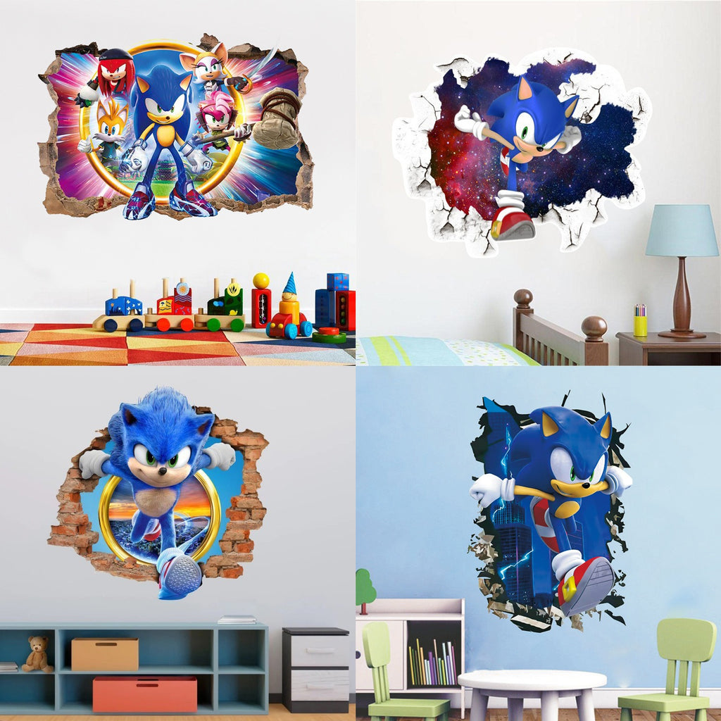 Sonic children's room wall beautification decoration stickers PVC self-adhesive cartoon graffiti posters wall stickers