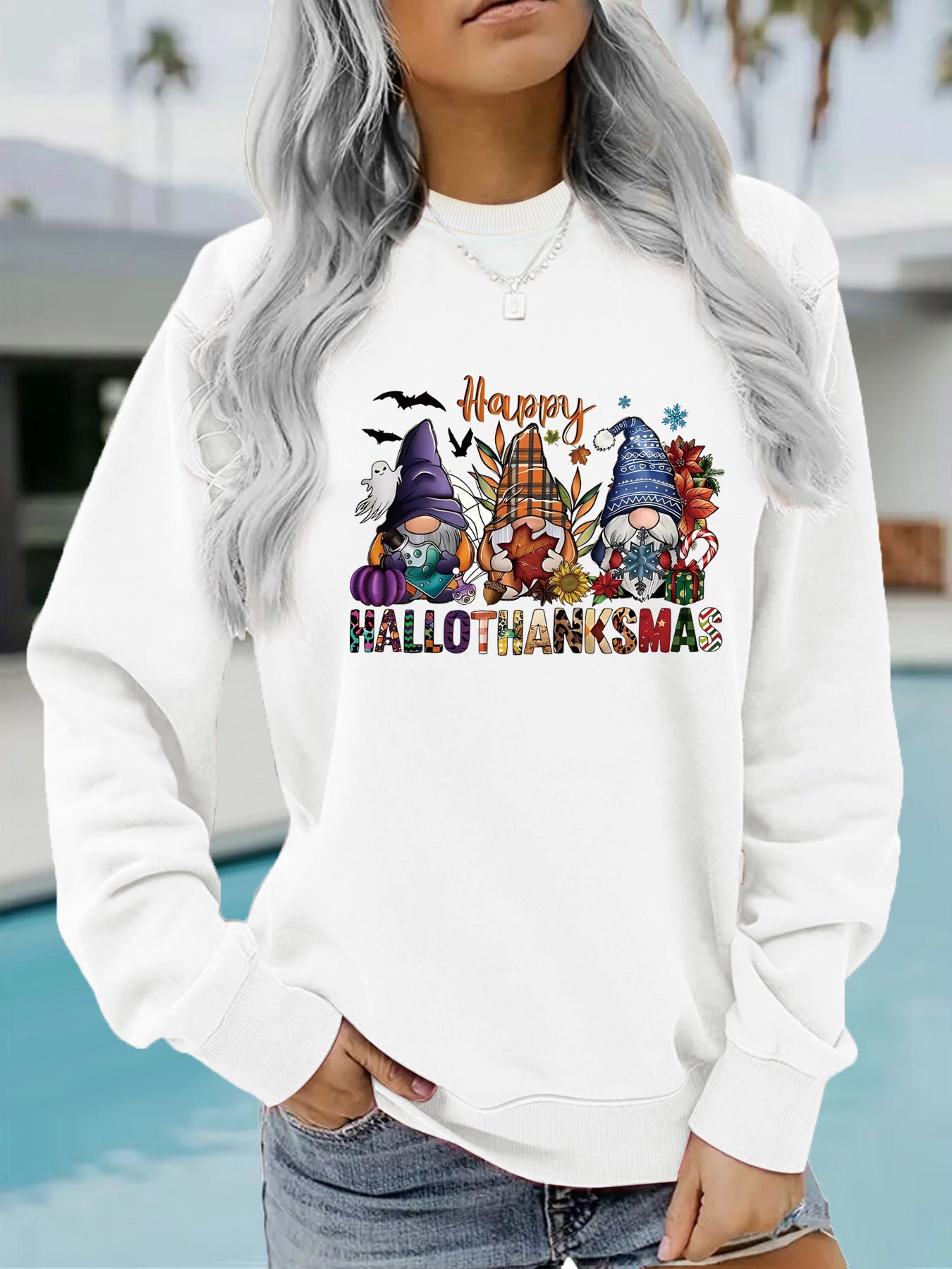 Long sleeved round neck happy Halloween