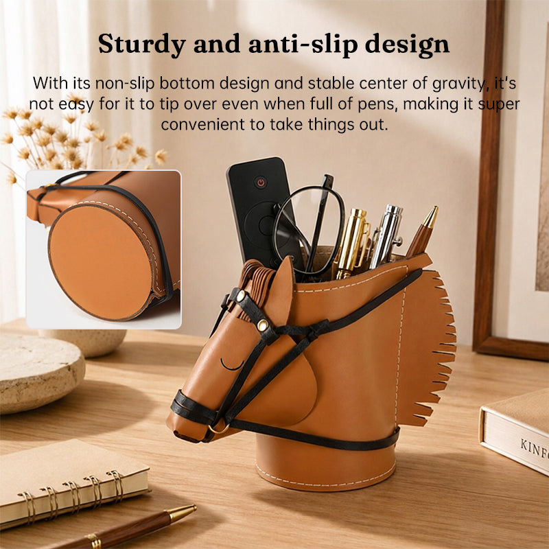 Leather Horse Head Storage Box, Makeup & Jewelry Organizer for Desk, Living Room & Study