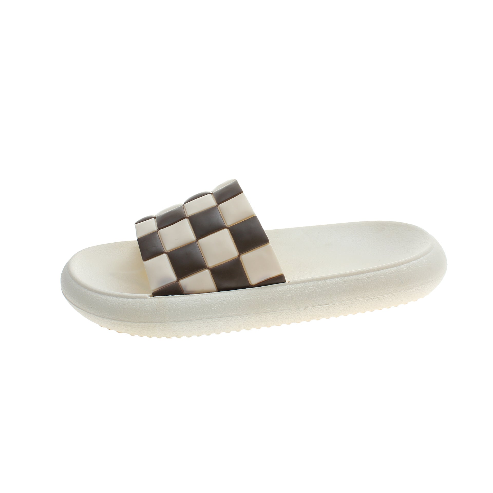 New Black And White Checkerboard Stepping On Shit Slippers Female Couple Slippers Home Bathroom Bath Soft Bottom Slippers