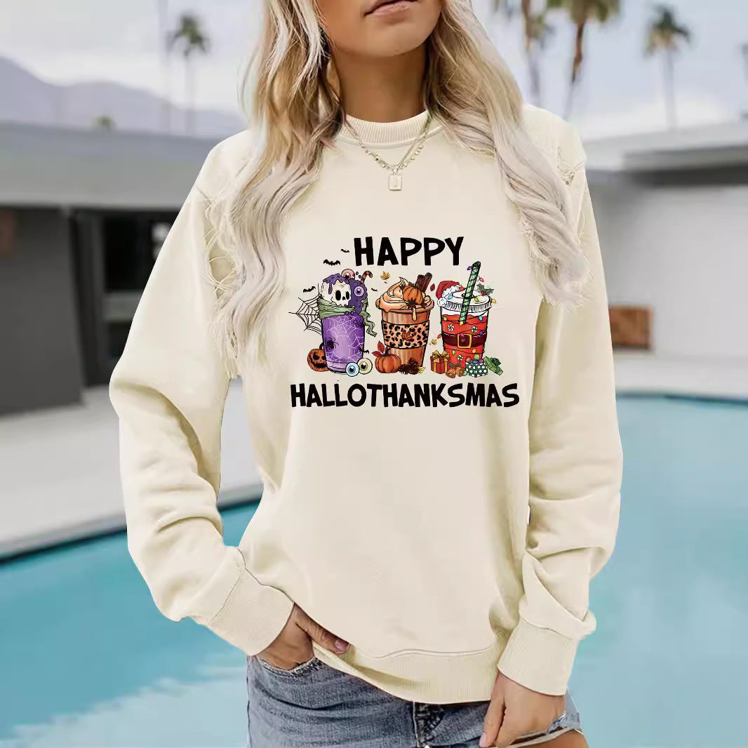 Long sleeved round neck happy Halloween