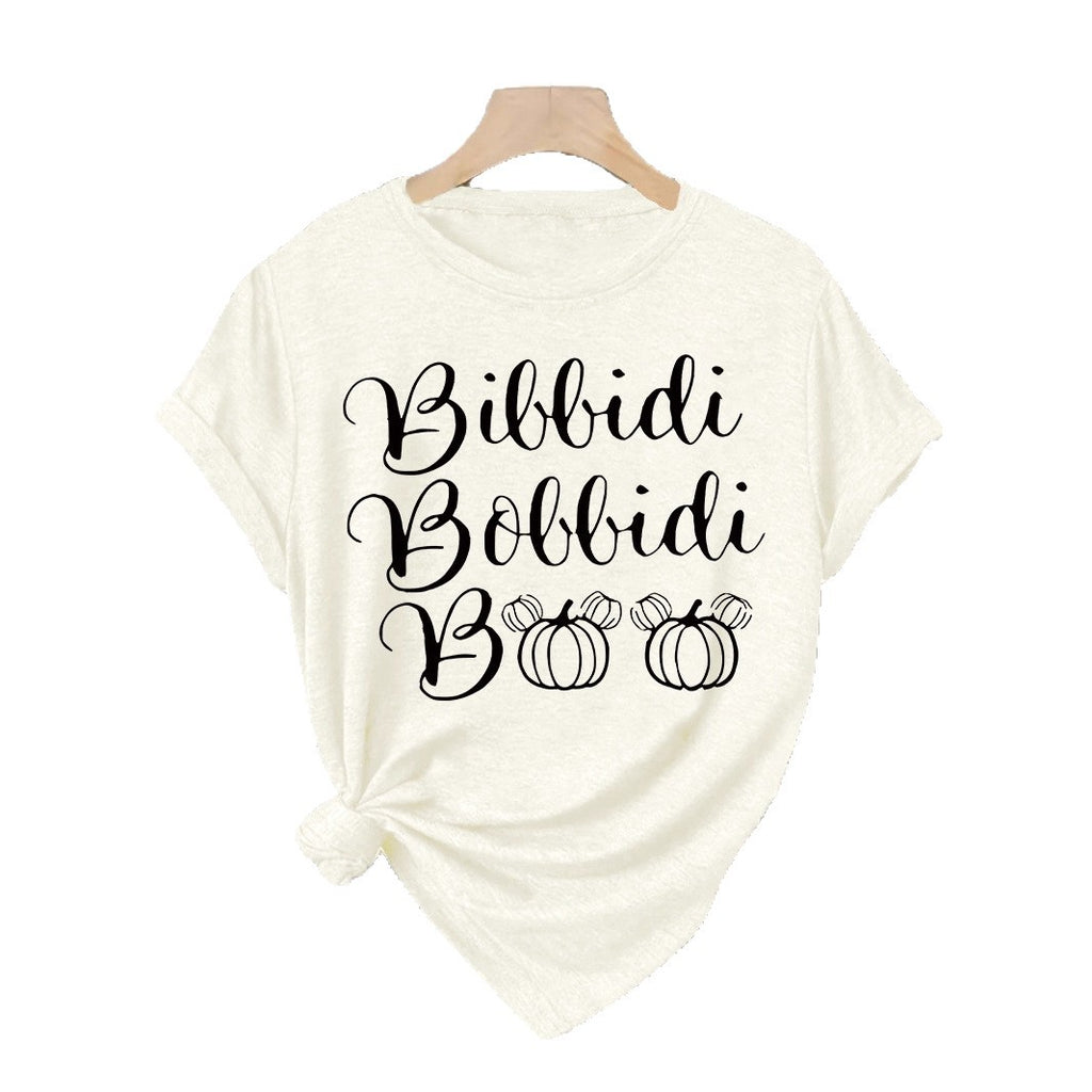 Halloween horror element printed loose T-shirt