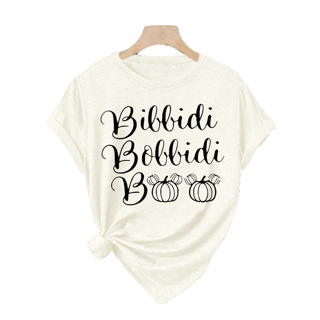 Halloween horror element printed loose T-shirt