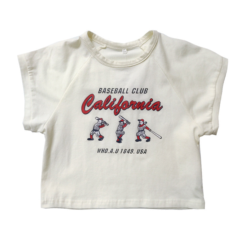 Summer Top Cartoon Letter Short Sleeve T-shirt