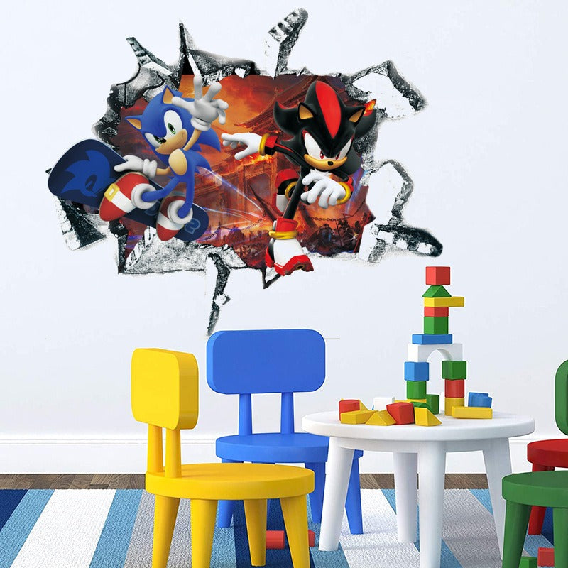 Sonic children's room wall beautification decoration stickers PVC self-adhesive cartoon graffiti posters wall stickers