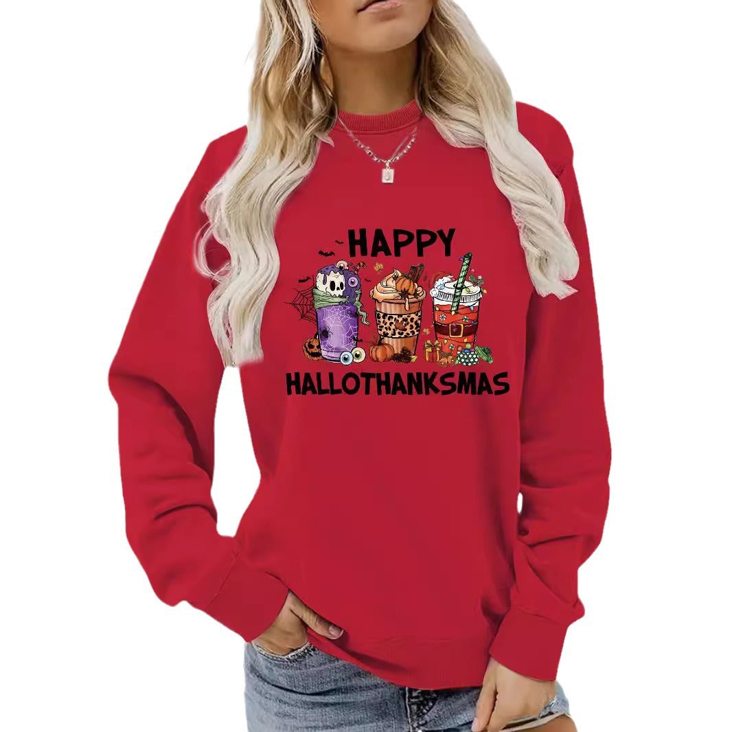 Long sleeved round neck happy Halloween