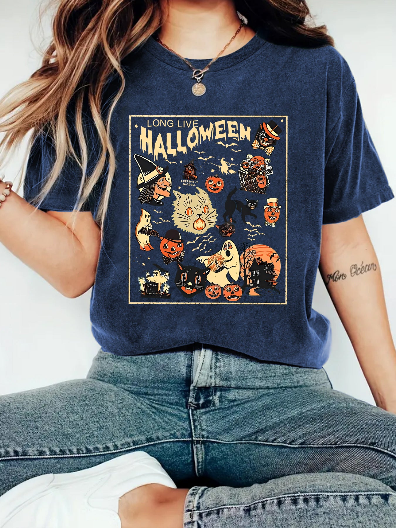 HALLOWEEN Pattern Round Neck Short Sleeve